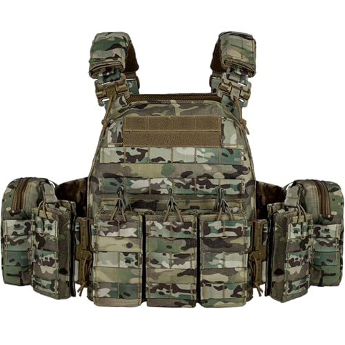 vAv YAKEDA Taktische Outdoor-Weste Schnellverschluss Verstellbare Jagdweste mit PALS MOLLE-System, CP, Einheitsgröße von vAv YAKEDA