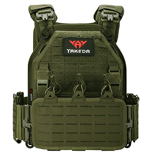 vAv YAKEDA Taktische Weste für Männer Militär 1000D Nylon Schnellverschluss Laserschneidende modulare Weste Multicam Leichte Weste (green) von vAv YAKEDA