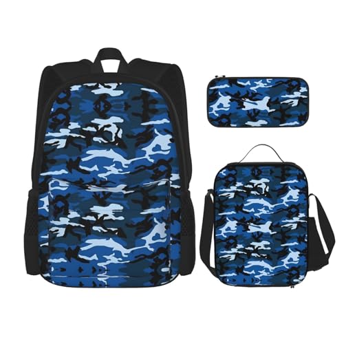 Schulranzen-Kombination - Modisches und leichtes Schulranzen-Set für Mädchen Schulranzen-Sets Loon Birds, blau camouflage, Einheitsgröße von vacsAX