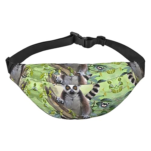 Wasserdichte Gürteltasche aus Polyester für Herren, leicht und langlebig, ideal für Damen und Herren, Sonnenuntergang am Strand, Lemur mit Ringschwanz., Einheitsgröße von vacsAX