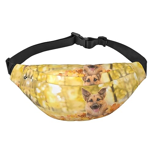 Wasserdichte Gürteltasche für Herren, Polyester, leicht und langlebig, ideal für Damen und Herren, Pilz, Deutscher Schäferhund aus Ahorn, Einheitsgröße von vacsAX