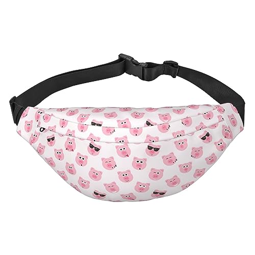 Wasserdichte Gürteltasche für Herren, Polyester, leicht und langlebig, ideal für Damen und Herren, japanische hübsche rote Karpfenfische, Lustiges rosa Schwein Gesicht, Einheitsgröße von vacsAX