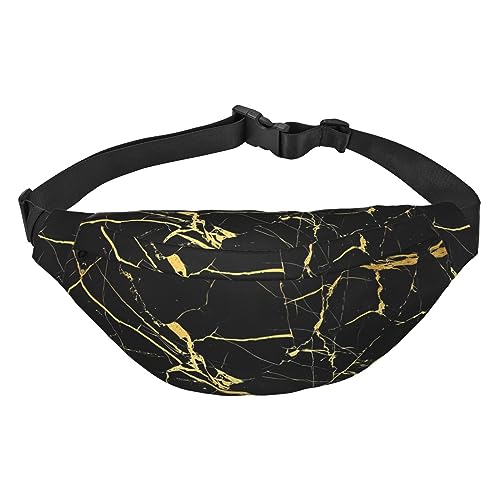 Wasserdichte Gürteltasche für Herren, Polyester, leicht und langlebig, ideal für Damen und Herren, orangefarbene Katzen, Schwarz Gold Marmor, Einheitsgröße von vacsAX