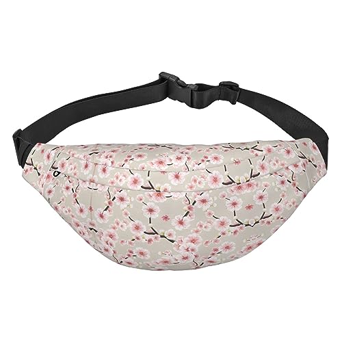 Wasserdichte Gürteltasche für Herren, Polyester, leicht und langlebig, ideal für Damen und Herren, rosa Kirschblüten, Rosa Kirschblüten, Einheitsgröße von vacsAX