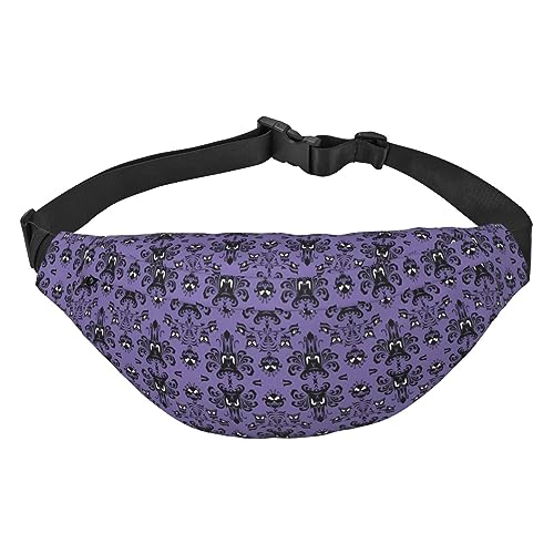 Wasserdichte Gürteltasche für Herren aus Polyester, leicht und langlebig, ideal für Damen und Herren, Marienkäfer auf Gänseblümchen, Horror-Muster auf violettem Hintergrund, Einheitsgröße von vacsAX