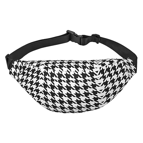 Wasserdichte Gürteltasche für Herren aus Polyester, leicht und langlebig, ideal für Damen und Herren, Marienkäfer auf Gänseblümchen, Houndstooth Schwarz, Einheitsgröße von vacsAX