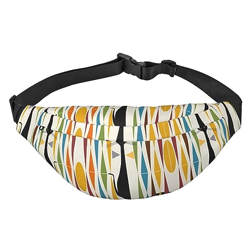 Wasserdichte Gürteltasche für Herren aus Polyester, leicht und langlebig, ideal für Damen und Herren, Nussknacker, Ballett, Weihnachten, Tanzen, Mid-Century Modern Art Katze, Einheitsgröße von vacsAX