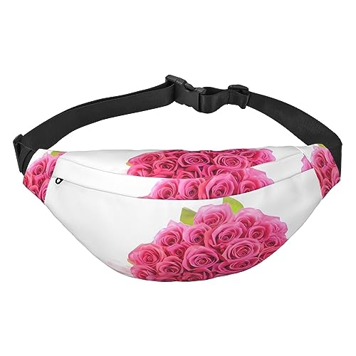 Wasserdichte Gürteltasche für Herren aus Polyester, leicht und langlebig, ideal für Damen und Herren, Schlagzeuger, Rosa Rosen, Einheitsgröße von vacsAX