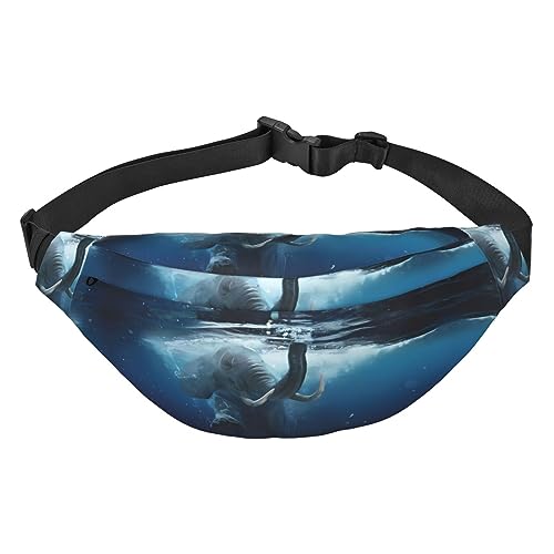 Wasserdichte Gürteltasche für Herren aus Polyester, leicht und langlebig, ideal für Damen und Herren, Tiger, Schwimmen Afrikanischer Elef, One Size von vacsAX