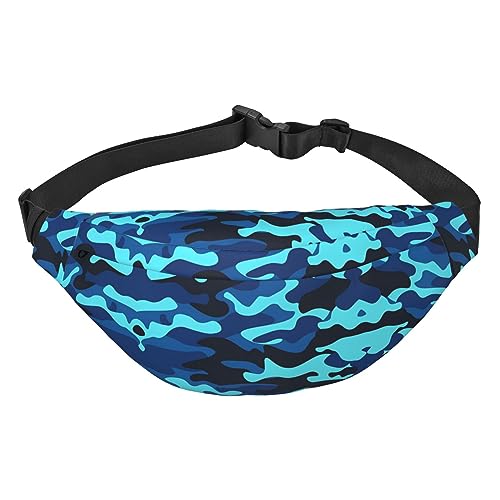 Wasserdichte Gürteltasche für Herren aus Polyester, leicht und langlebig, ideal für Damen und Herren, Weihnachtsbaum und Glocken, blau camouflage, Einheitsgröße von vacsAX