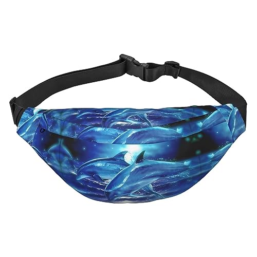 Wasserdichte Gürteltasche für Herren aus Polyester, leicht und langlebig, ideal für Damen und Herren, blauer Ozean-Delfin, Blue Ocean Delphin, Einheitsgröße von vacsAX