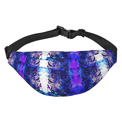 Wasserdichte Gürteltasche für Herren aus Polyester, leicht und langlebig, ideal für Damen und Herren, bunte Regenbogen-Sterne, Blaue Eule 1, Einheitsgröße von vacsAX