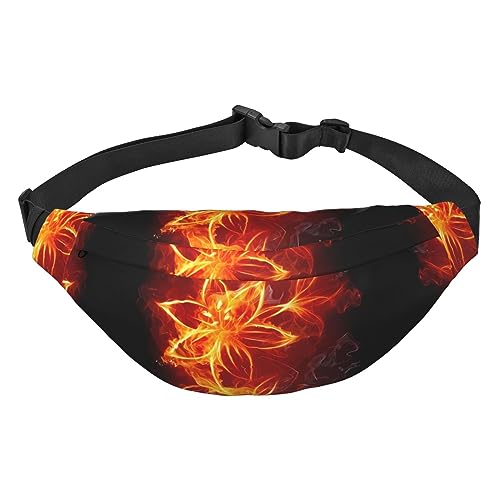 Wasserdichte Gürteltasche für Herren aus Polyester, leicht und langlebig, ideal für Damen und Herren, flammende Feuerblumen, Flaming Fire Flowers, Einheitsgröße von vacsAX