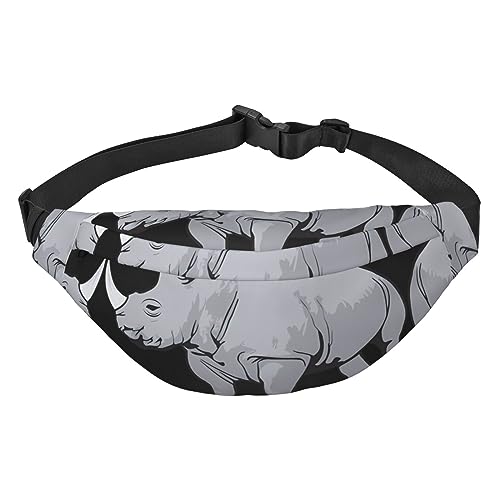 Wasserdichte Gürteltasche für Herren aus Polyester, leicht und langlebig, ideal für Damen und Herren, niedliche Avocado-Design, Tier Nashorn, Einheitsgröße von vacsAX