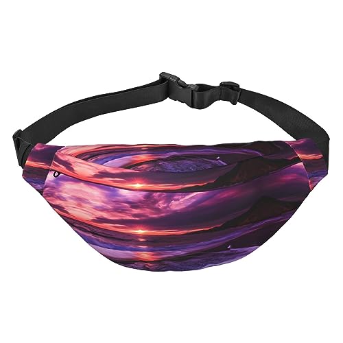 Wasserdichte Gürteltasche für Herren aus Polyester, leicht und langlebig, ideal für Damen und Herren, rosa Schmetterling, Rosa Strand Sonnenuntergang, Einheitsgröße von vacsAX