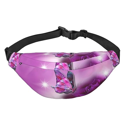 Wasserdichte Gürteltasche für Herren aus Polyester, leicht und langlebig, ideal für Damen und Herren, rosa Schmetterling, rosa Schmetterling (Pink Butterfly), Einheitsgröße von vacsAX