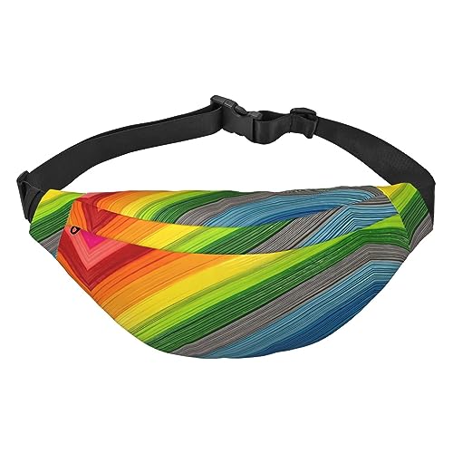 Wasserdichte Gürteltasche für Herren aus Polyester, leicht und langlebig, ideal für Damen und Herren, rot und weiß gepunktet, Regenbogenfarbene Streifen, Einheitsgröße von vacsAX