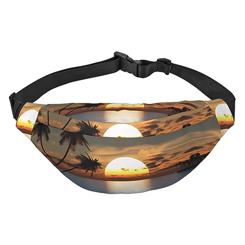 Wasserdichte Gürteltasche für Herren aus Polyester, leicht und langlebig, ideal für Damen und Herren, schwarzer Marmor, Strand Sunrise, Einheitsgröße von vacsAX