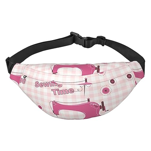 Wasserdichte Gürteltasche für Herren aus Polyester, leicht und langlebig, ideal für Damen und Herren, weißer Tiger, Vintage Pink Nähmaschine, Einheitsgröße von vacsAX