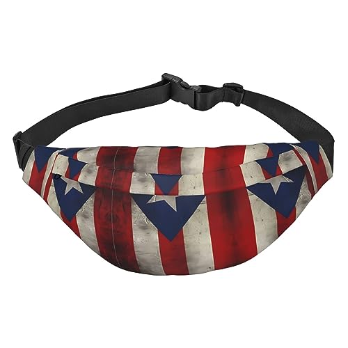 Wasserdichte Gürteltasche für Herren aus Polyester, leicht und langlebig, ideal für Frauen und Männer, Fußball und Sportball, Flagge von Puerto Rico, Einheitsgröße von vacsAX