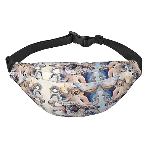 Wasserdichte Gürteltasche für Herren aus Polyester, leicht und langlebig, ideal für Frauen und Männer, Unterwasserwelt, Fische, Delphi, Retro Octopus, Einheitsgröße von vacsAX