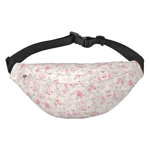 Wasserdichte Gürteltasche für Herren aus Polyester, leicht und langlebig, ideal für Frauen und Männer, lustige Frösche, Schöne Vintage-rosa Blume., Einheitsgröße von vacsAX