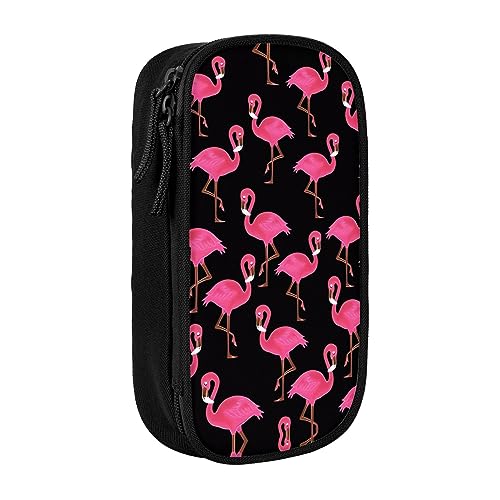 vacsAX Federmäppchen aus Oxford-Stoff, langlebig und stilvoll, für Schule und Büro, schöne rosa Flamingos, Schwarz , Einheitsgröße, Kartenhalter von vacsAX