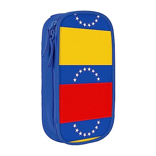 vacsAX Federmäppchen aus Segeltuch, Motiv: Flagge von Venezuela, mit Reißverschluss, doppellagig, großes Fassungsvermögen, Organizer, blau, Einheitsgröße, Taschen-Organizer von vacsAX