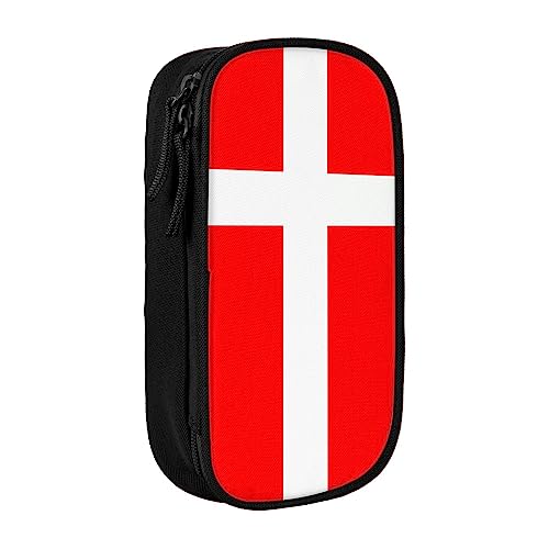 vacsAX Federmäppchen mit dänischer Flagge von Dänemark, Segeltuch, mit Reißverschluss, doppellagig, großes Fassungsvermögen, Organizer Box, Schwarz , Einheitsgröße, Taschen-Organizer von vacsAX
