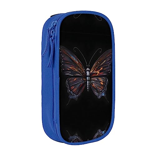 vacsAX Mystery Butterfly Federmäppchen Leinwand Bleistift Tasche mit Reißverschluss Doppelschicht Große Kapazität Bleistift Tasche Organizer Box, blau, Einheitsgröße, Taschen-Organizer von vacsAX