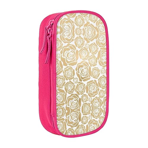 vacsAX Oxford Cloth Pencil Case - Durable and Stylish Pencil Bag for School and Office Supplies Pencil Bag Many Golden Flowers, rose, Einheitsgröße, Kartenhalter von vacsAX