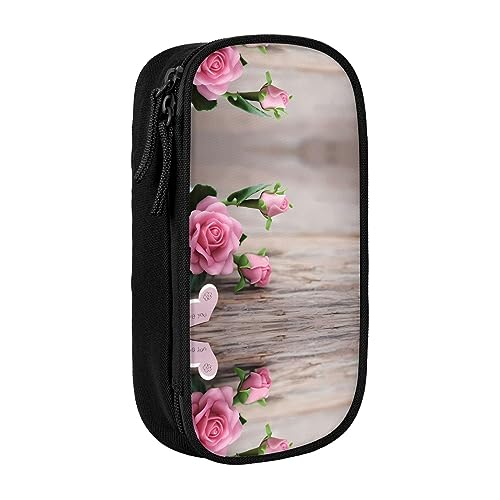 vacsAX Oxford Cloth Pencil Case - Durable and Stylish Pencil Bag for School and Office Supplies Pencil Bag Pink Roses (1), Schwarz , Einheitsgröße, Kartenhalter von vacsAX