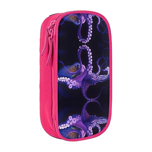 vacsAX Oxford Cloth Pencil Case - Durable and Stylish Pencil Bag for School and Office Supplies Pencil Bag Purple Octopus, rose, Einheitsgröße, Kartenhalter von vacsAX