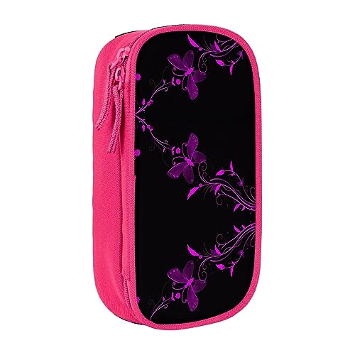 vacsAX Oxford Cloth Pencil Case - Durable and Stylish Pencil Bag for School and Office Supplies Pencil Bag Purple and Black Butterfly, rose, Einheitsgröße, Kartenhalter von vacsAX