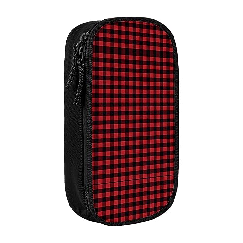 vacsAX Oxford Cloth Pencil Case - Durable and Stylish Pencil Bag for School and Office Supplies Pencil Bag Red Black Buffalo Check Plaid Pattern, Schwarz , Einheitsgröße, Kartenhalter von vacsAX