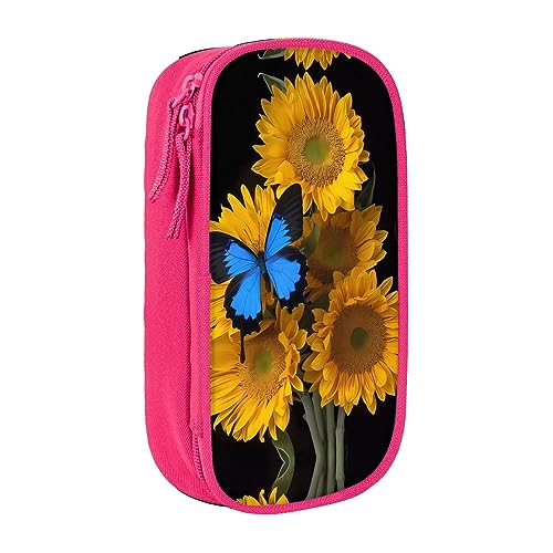 vacsAX Oxford Cloth Pencil Case - Durable and Stylish Pencil Bag for School and Office Supplies Pencil Bag Yellow Sunflowers with Blue Butterflies, rose, Einheitsgröße, Kartenhalter von vacsAX