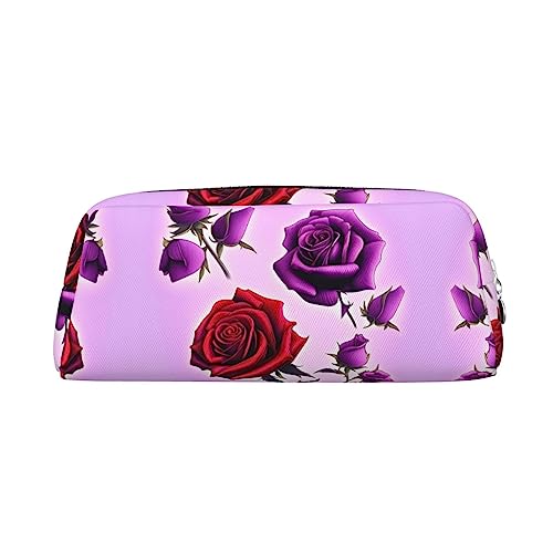 vacsAX Rote und violette Rosen Federmäppchen Bleistift Beutel Münze Beutel Kosmetiktasche Büro Schreibwaren Organizer Tragbare Bleistift Tasche von vacsAX