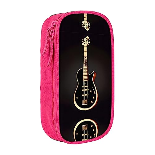 vacsAX Schwarze Gitarre Bleistift Fall Leinwand Bleistift Tasche mit Reißverschluss Doppelschicht Große Kapazität Bleistift Tasche Organizer Box, rose, Einheitsgröße, Taschen-Organizer von vacsAX