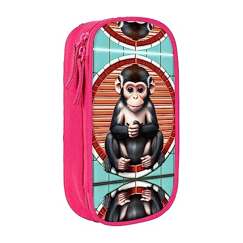 vacsAX The Silent Monkey Federmäppchen aus Segeltuch mit Reißverschluss, doppellagig, großes Fassungsvermögen, Stifteetui, Organizer Box, rose, Einheitsgröße, Taschen-Organizer von vacsAX