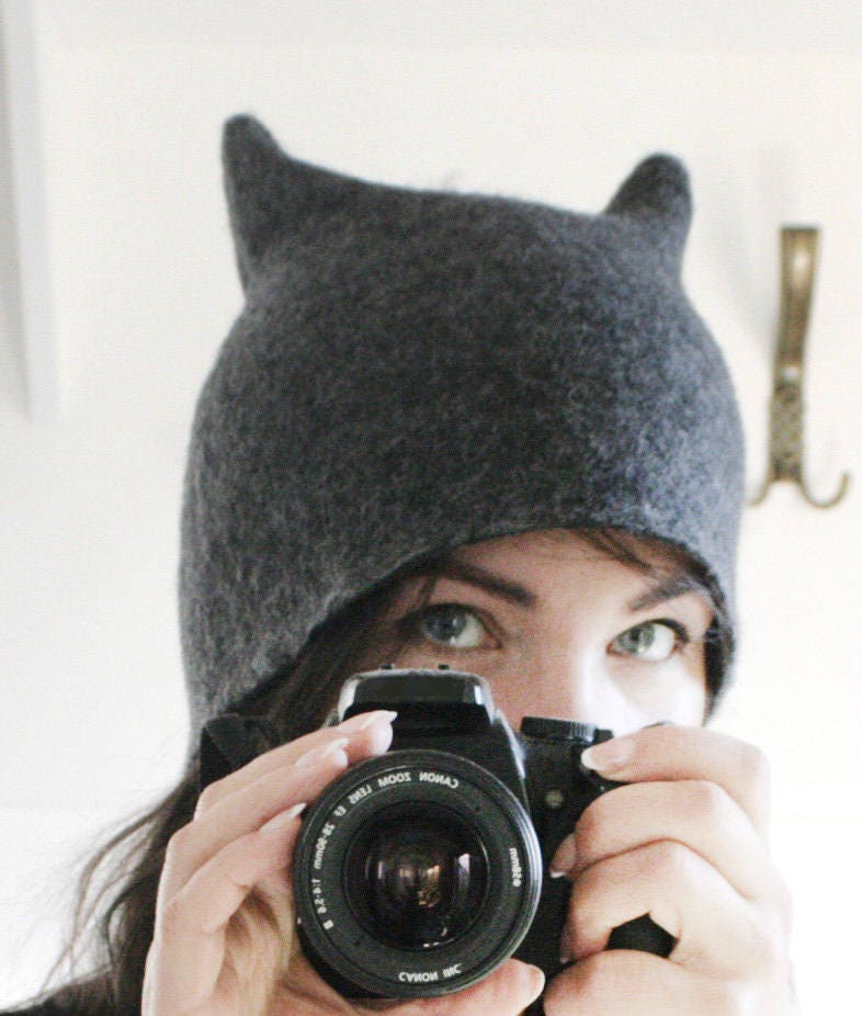 Grauer Käfer Und Tierhorn Hut Handgefertigte Hut Aus Gefilzter Wolle, Ein Perfektes Geschenk Für Freund Festivals Furry Fun von vaivanat