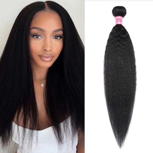 12A Kinky Straight Bundles Echthaar, 45,7 cm, Yaki, glattes Echthaar, 1 Bündel, 100 % unbehandeltes brasilianisches Echthaar, für schwarze Frauen, natürliche schwarze Haarverlängerung von vallbest