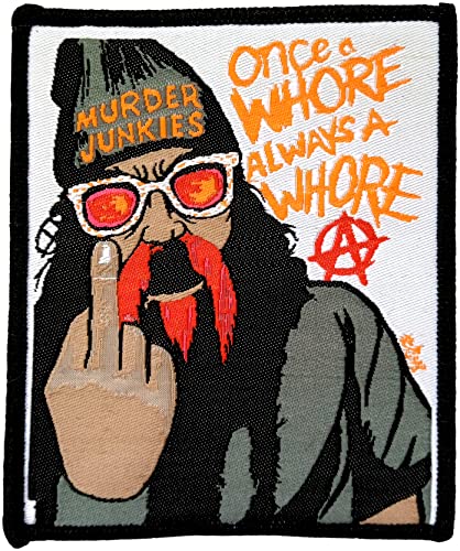 MURDER JUNKIES - Once A Whore Always A Whore - Aufnäher/Patch - ca. 8 x 9,5 cm von value-merch
