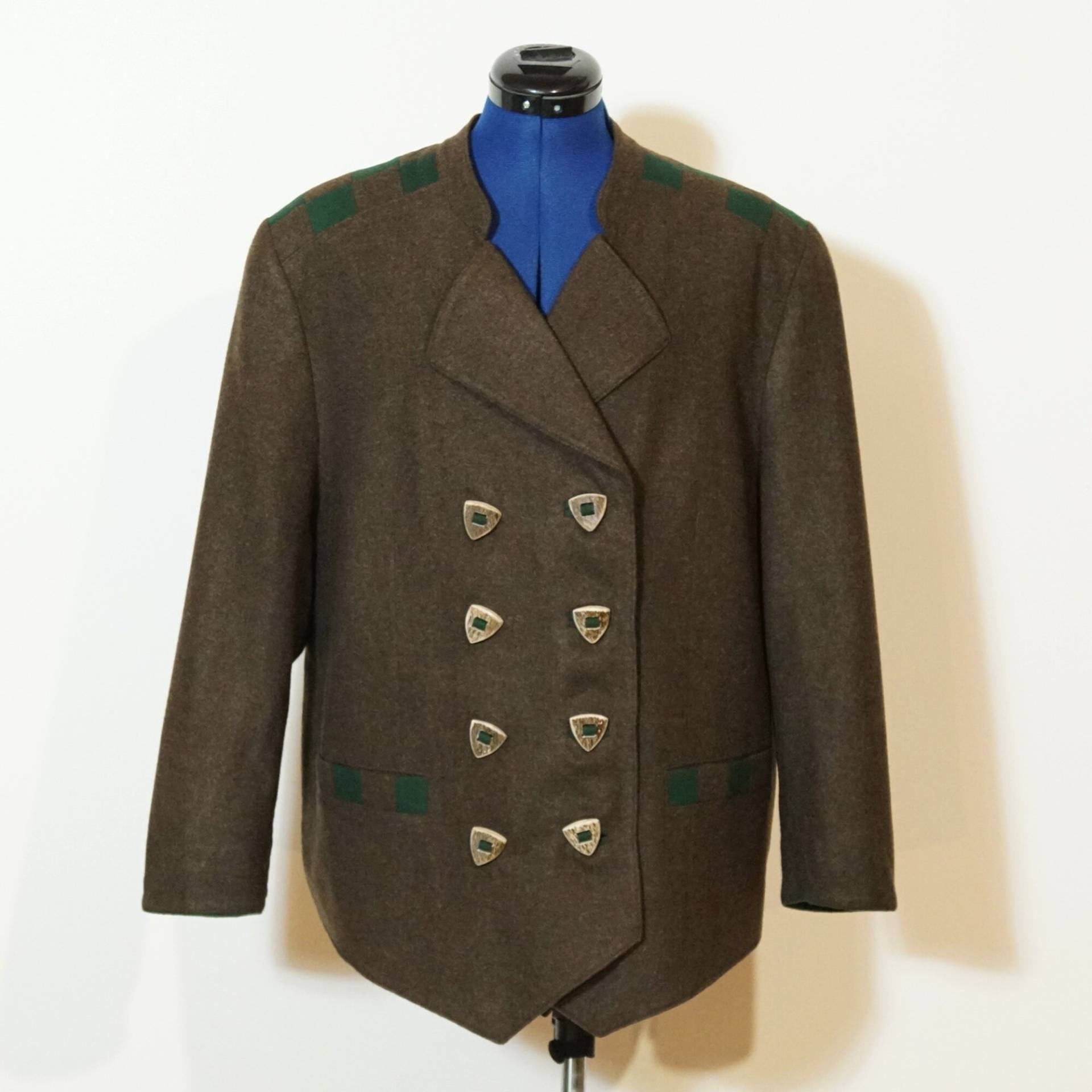 Trachtenjacke Aus Loden, Lodenjacke Braun Grün, Lodenjanker, Jacke Zum Dirndl, Hirschhornknöpfe von vampertinger