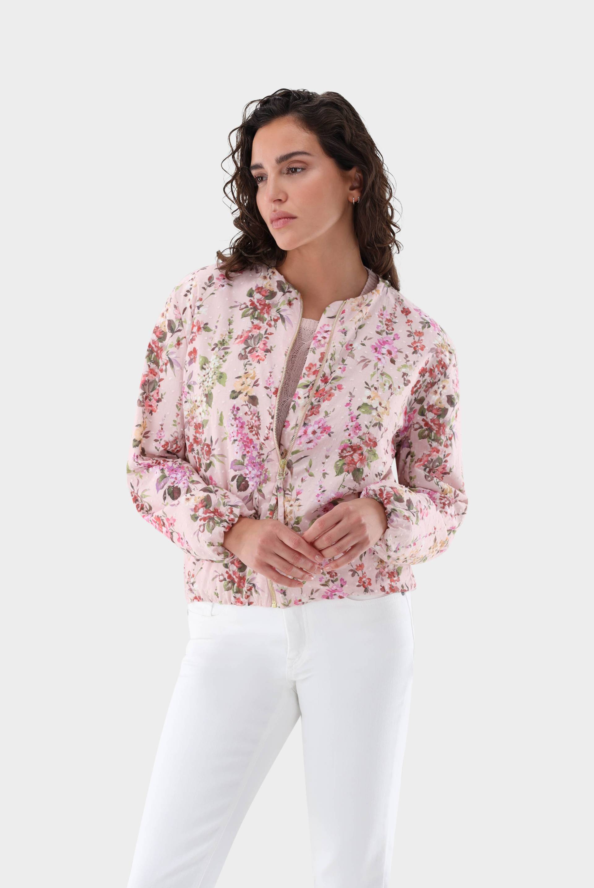 Blouson mit Reißverschluss und Blumen Druck von van Laack