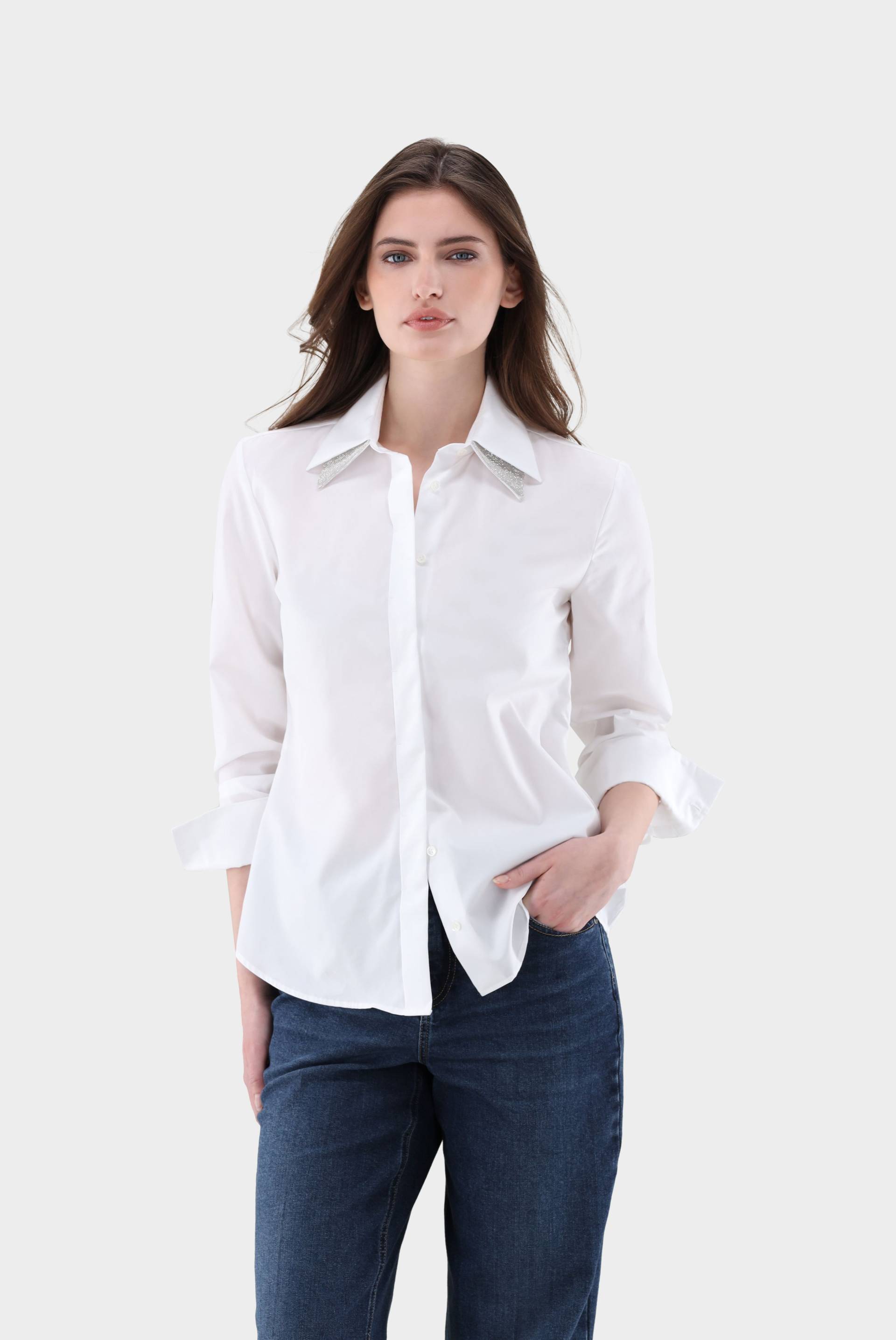 Bluse mit doppeltem Kragen und glänzenden Details Bluse mit doppeltem Kragen und glänzenden Details von van Laack