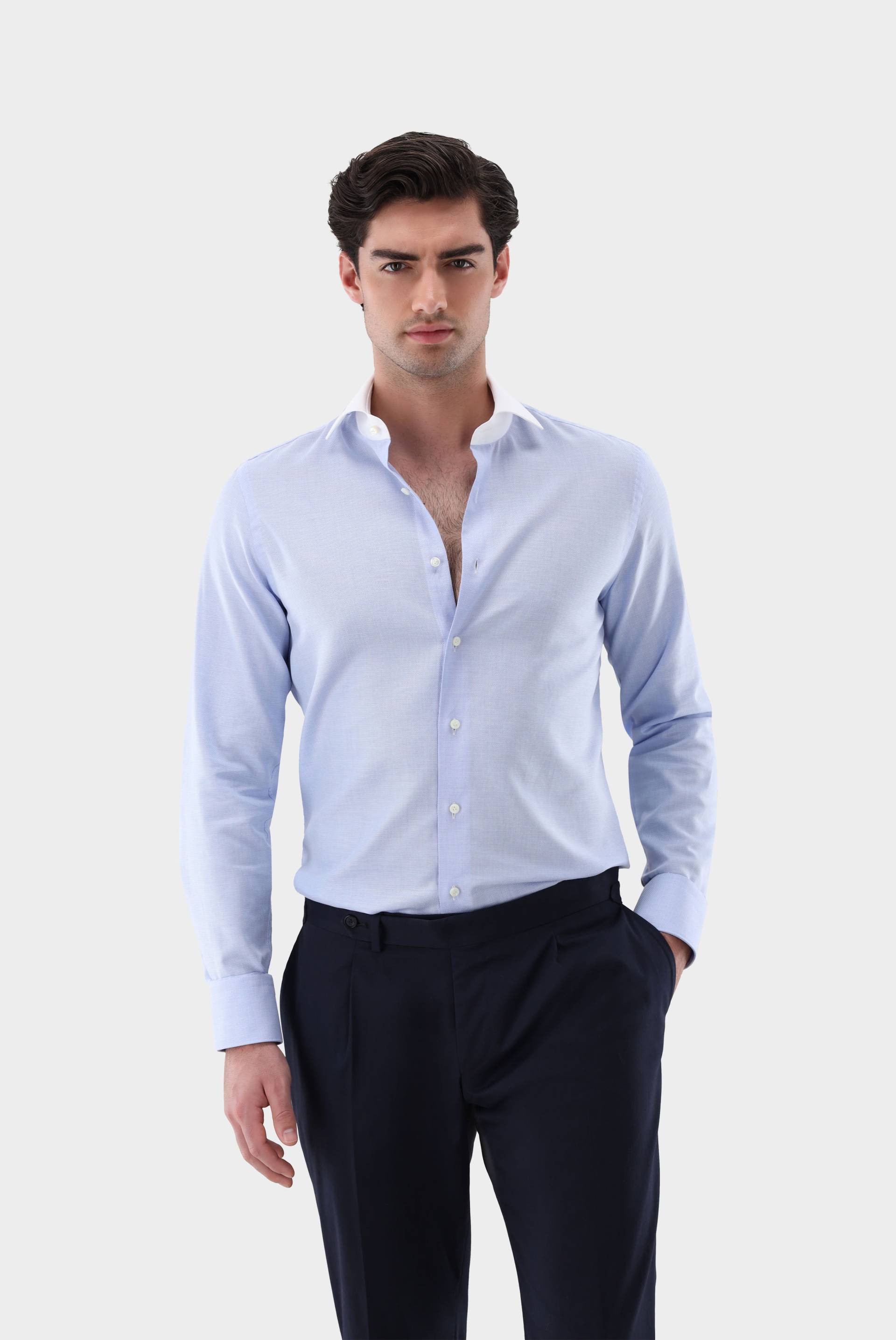 Businesshemd mit weißem Kragen Slim Fit von van Laack