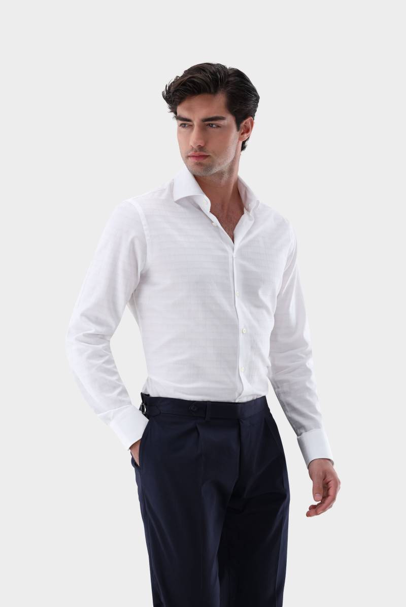 Dobby Businesshemd mit Jacquard Karo Slim Fit von van Laack
