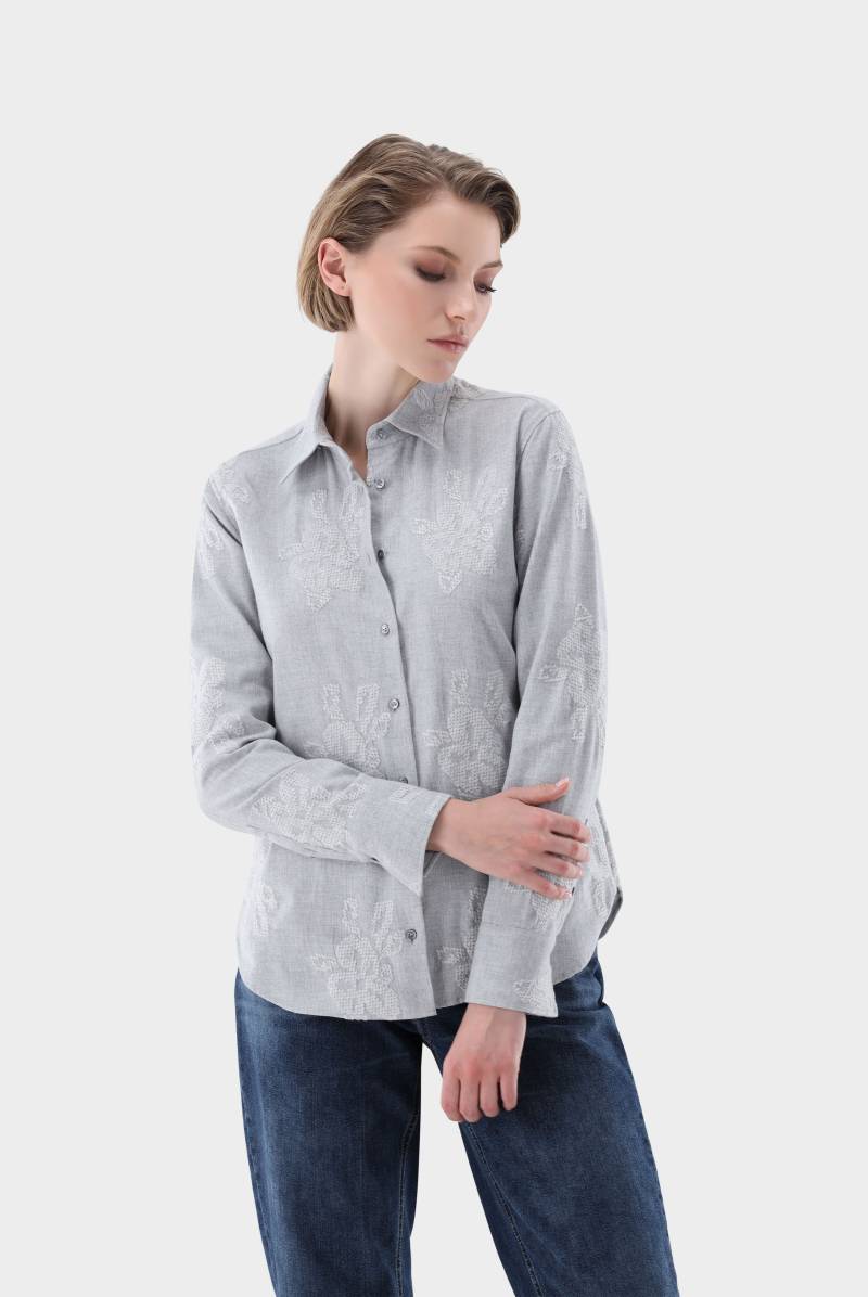 Flanellbluse mit Stickereien von van Laack