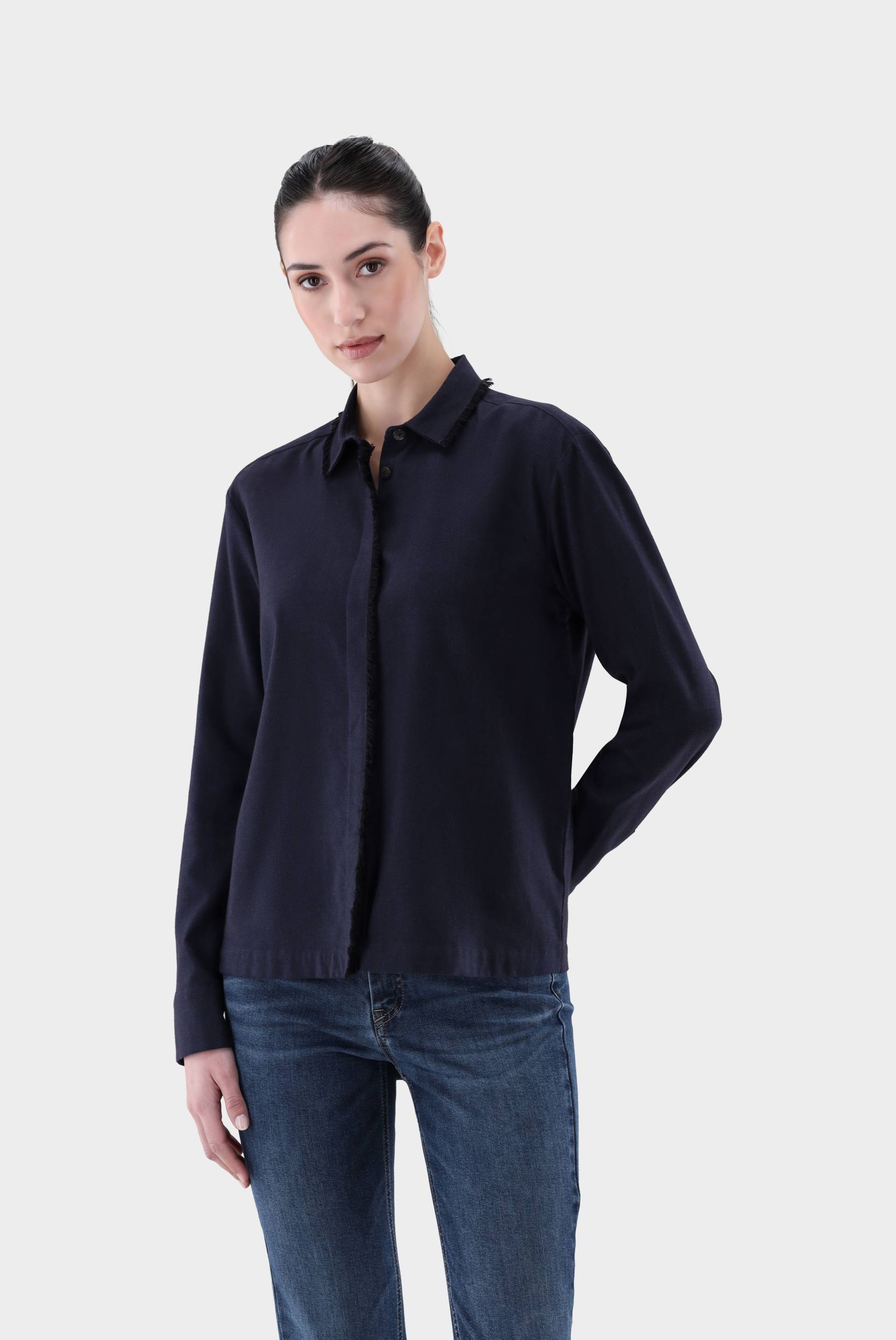 Flannel Bluse mit Fischgrätmuster Boxy Fit von van Laack