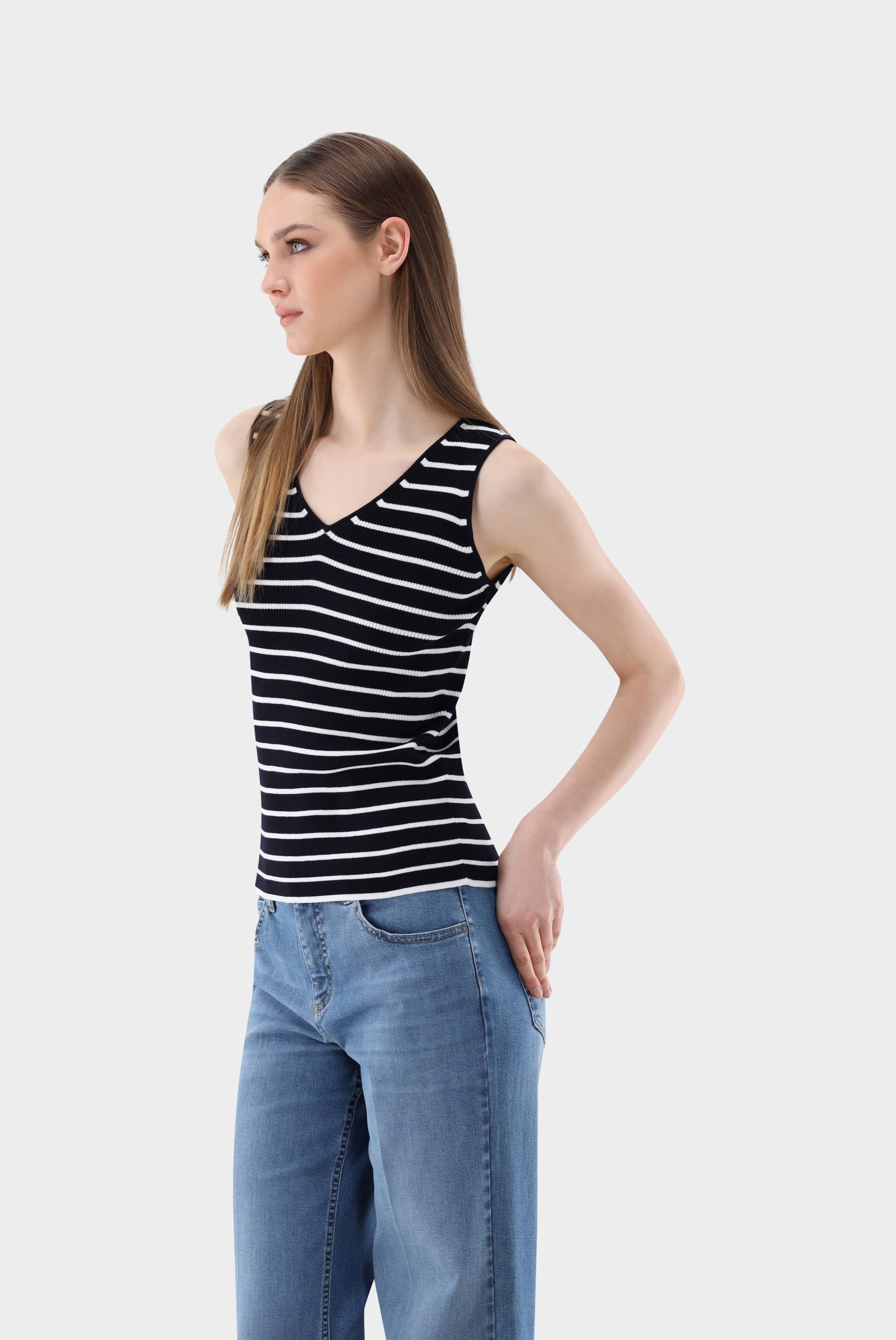 Gestreiftes Tanktop aus Rippstrick von van Laack